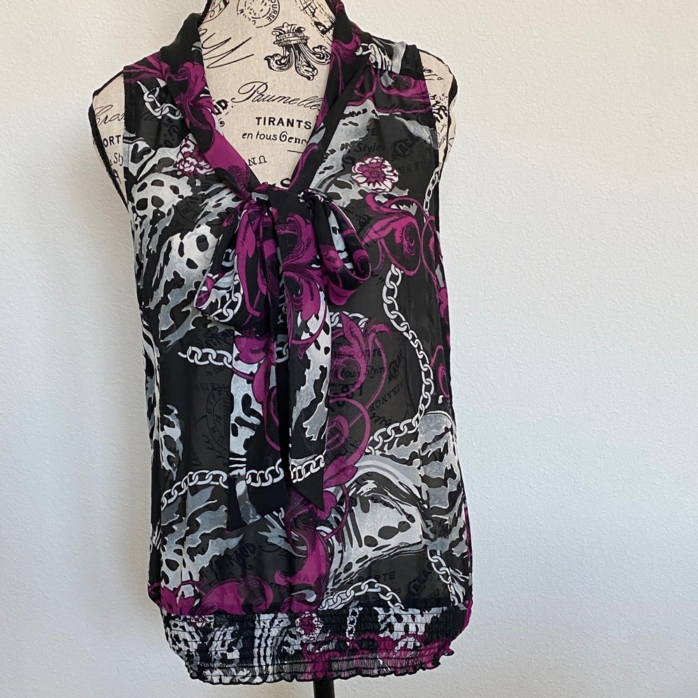 Elegant Black and Purple Blouse